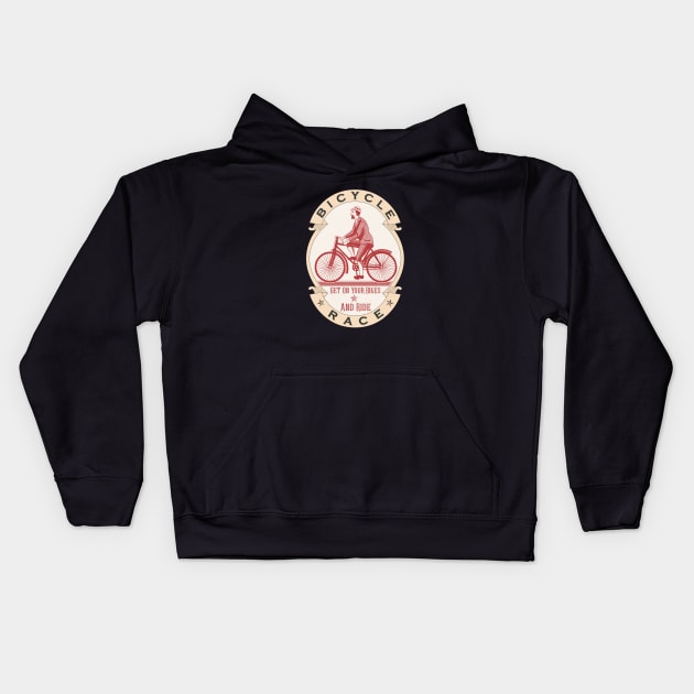 Vintage Bicycle Racer Kids Hoodie by ranxerox79